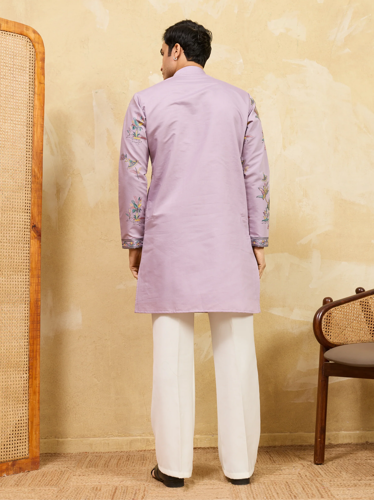 Elegant Sophisticated Lavender Viscose Silk Ethnic Kurta Set