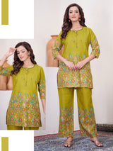 Lemon Yellow Pure Cotton Printed Co-Ord Set