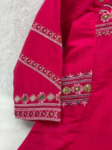 Rani Pink Viscose Mango Silk Anarkali Kurti Set