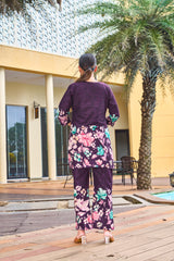 Elegant Purple Pure Cotton Floral Co-ords Set