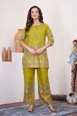 Lemon Yellow Pure Cotton Printed Co-Ord Set