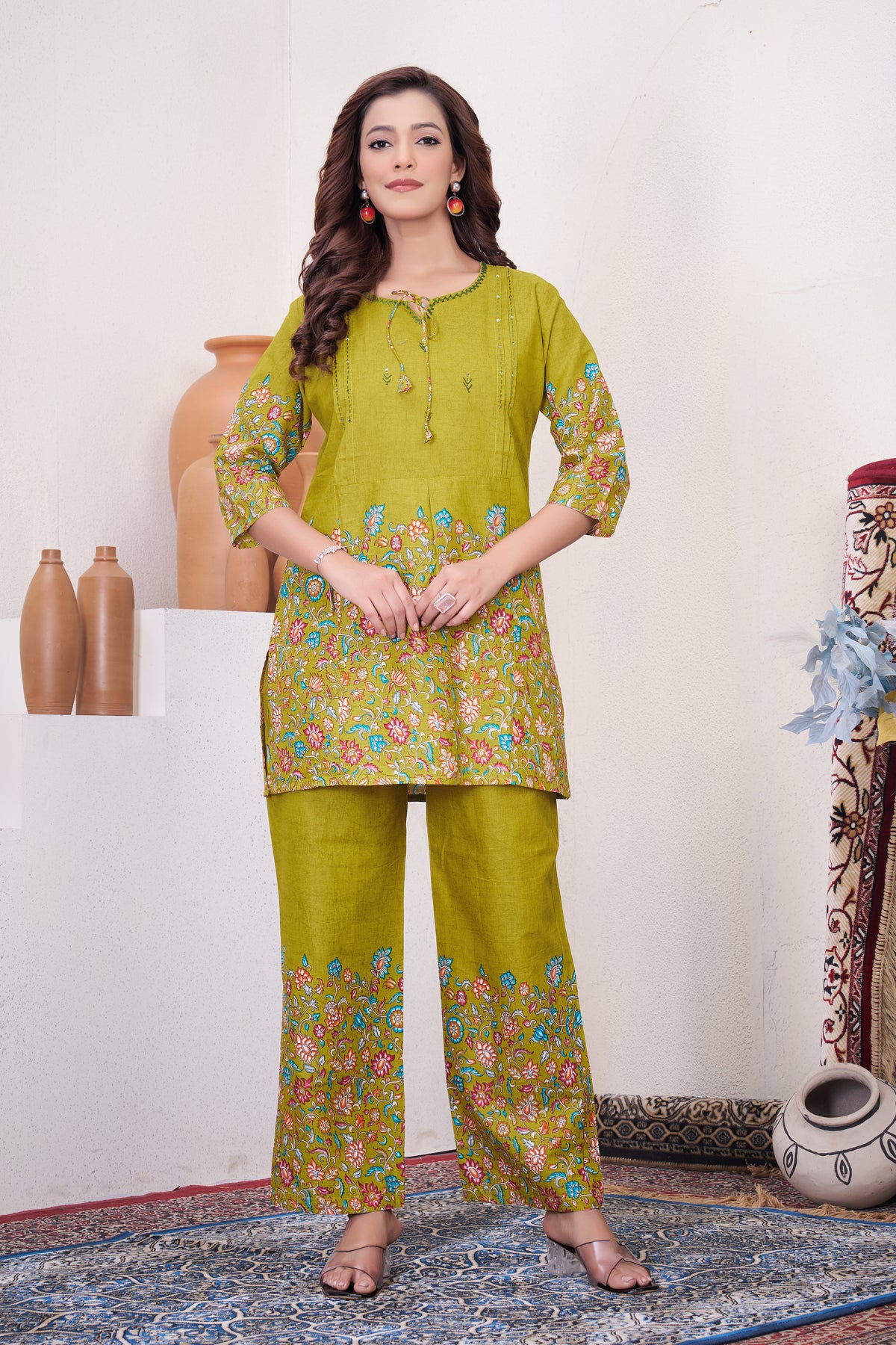 Lemon Yellow Pure Cotton Printed Co-Ord Set