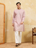 Elegant Festive Lavender Viscose Silk Multi-Thread Embroidery Kurta Set