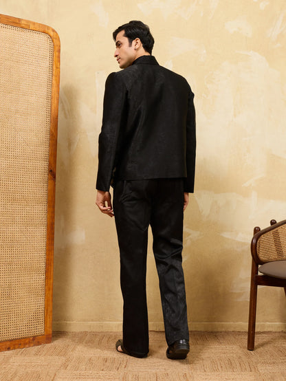Elegant Luxury Black Bomber Jacket with Pant for Men Wedding Wear