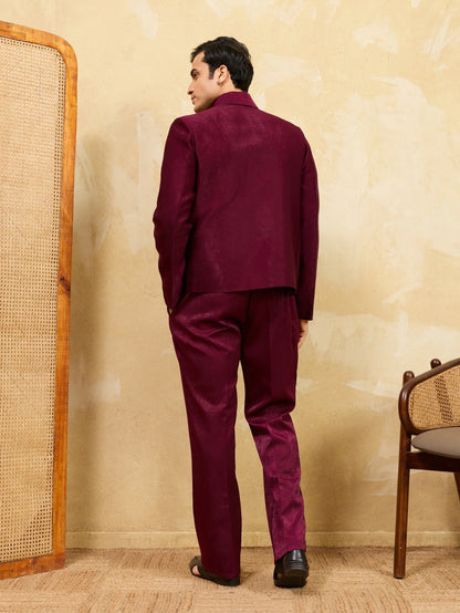 Elegant Elegant Maroon Bomber Jacket with Pant for Men's