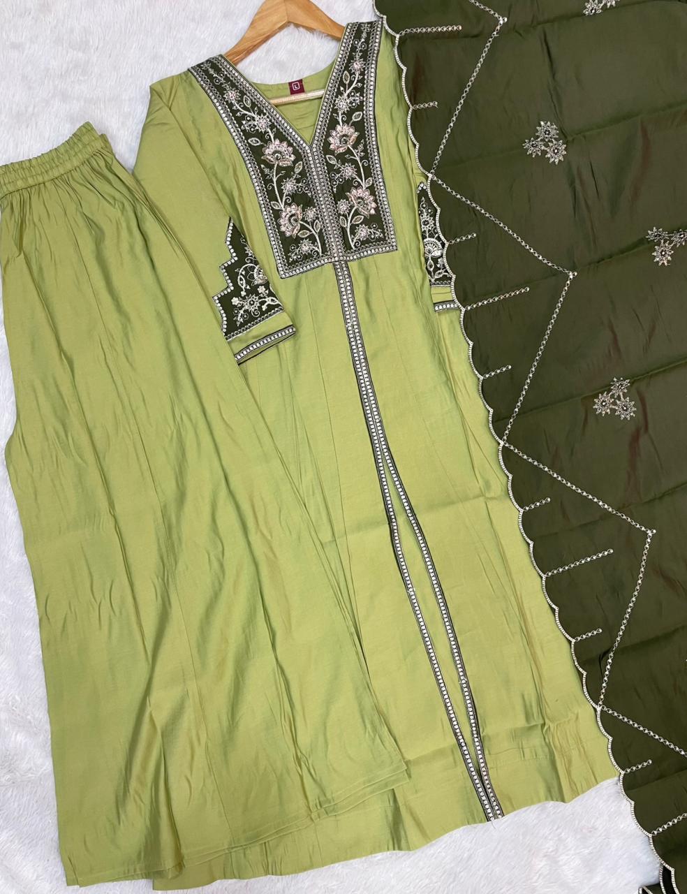 Pista Roman Silk Anarkali Kurti Set
