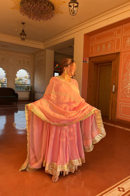 Blush Pink Georgette Anarkali Suit Set