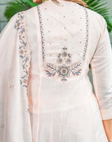 Blush Beige Embroidered Kurti Pant Dupatta Set Elegant Festive & Party Wear