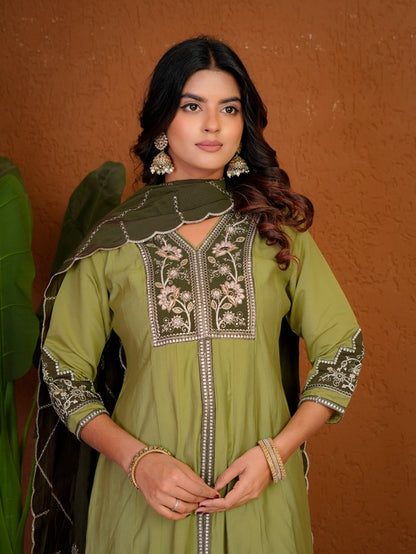 Pista Roman Silk Anarkali Kurti Set