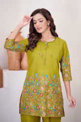 Lemon Yellow Pure Cotton Printed Co-Ord Set