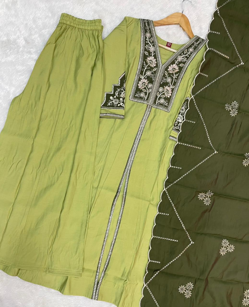 Pista Roman Silk Anarkali Kurti Set