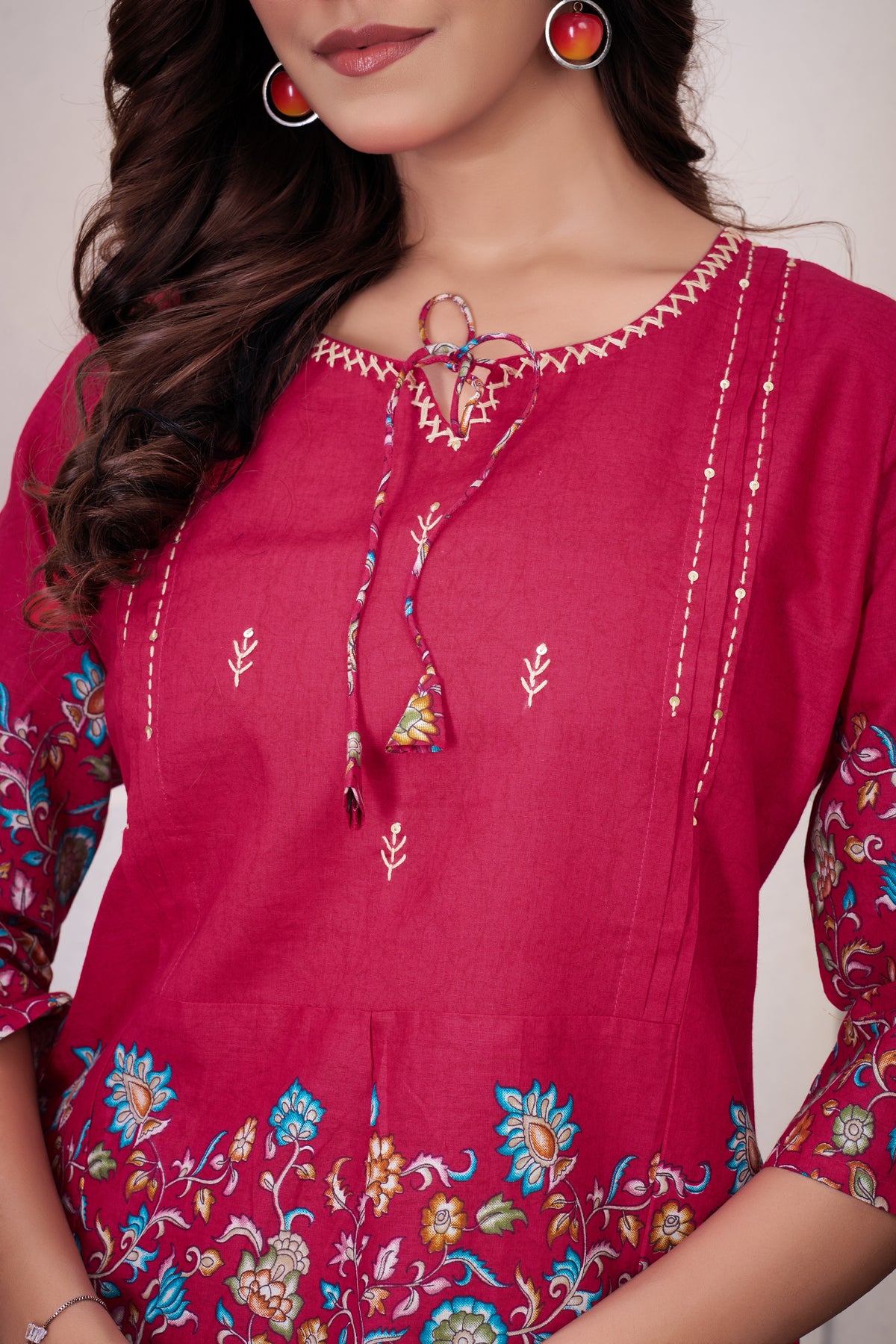Rani Pink Pure Cotton Printed Co-Ord Set Trendy Women’s Top & Bottom Set