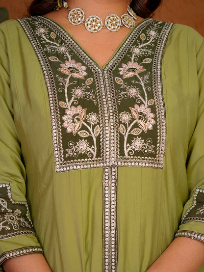 Pista Roman Silk Anarkali Kurti Set