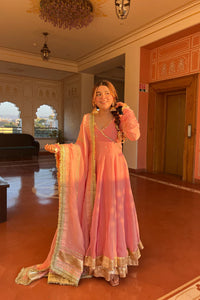 Blush Pink Georgette Anarkali Suit Set