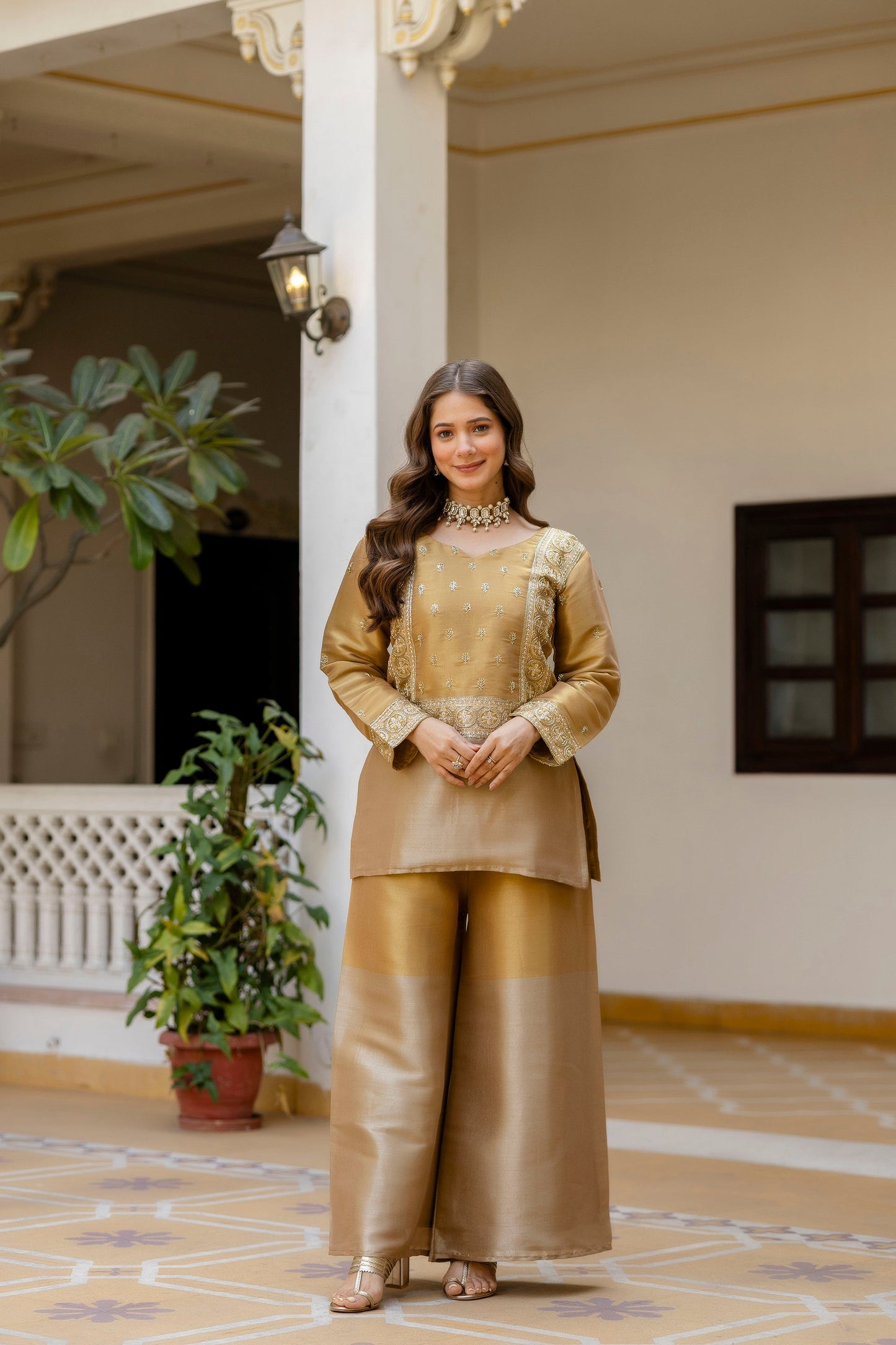 Golden Zari Banarasi Royale Palazzo Set