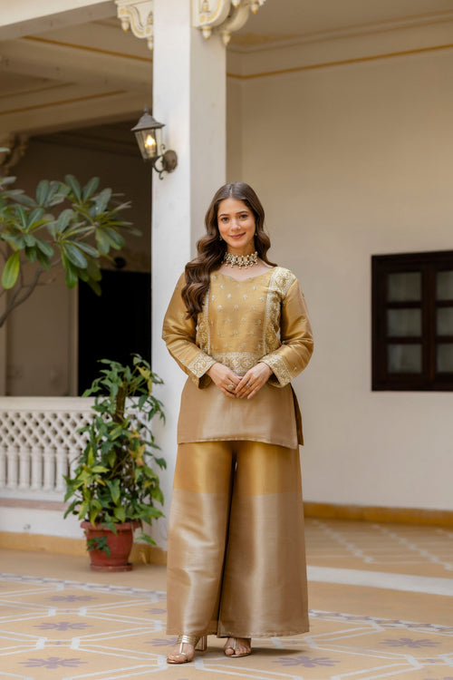 Golden Zari Banarasi Royale Palazzo Set