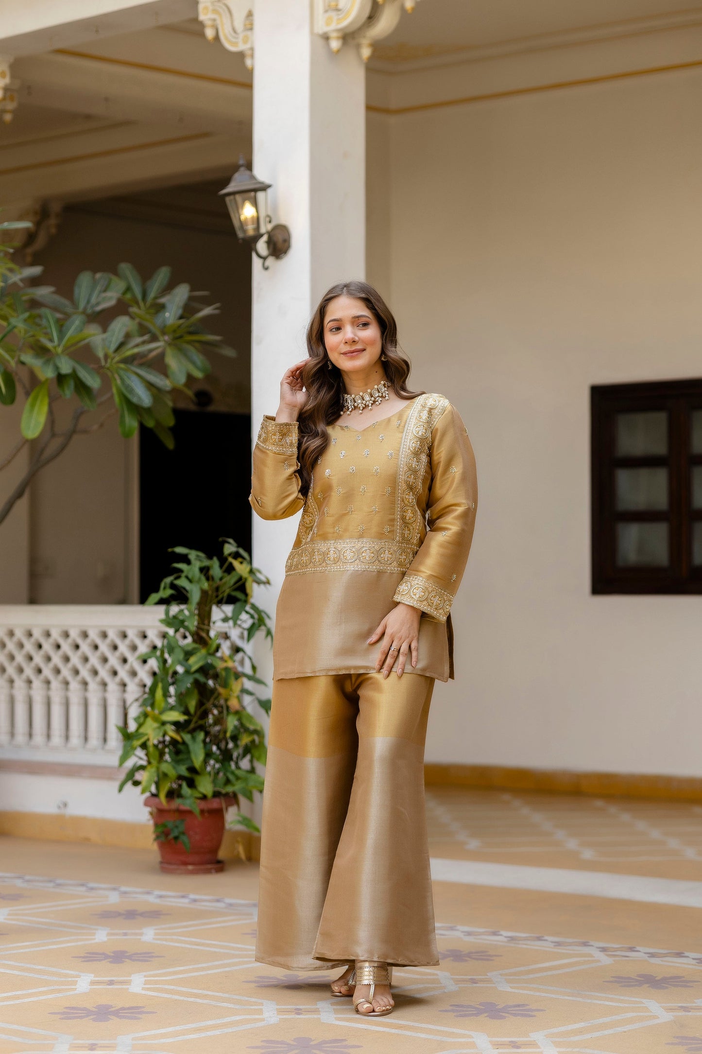 Golden Zari Banarasi Royale Palazzo Set
