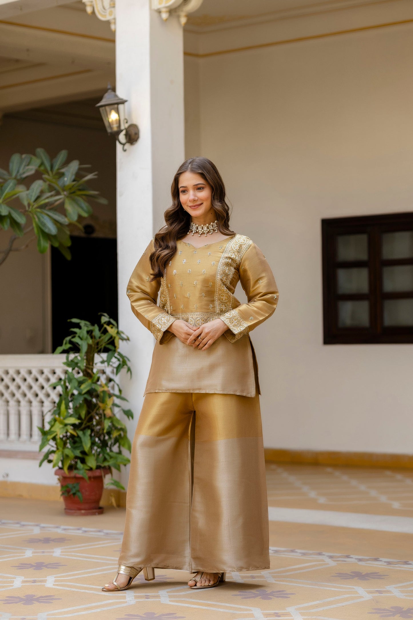 Golden Zari Banarasi Royale Palazzo Set