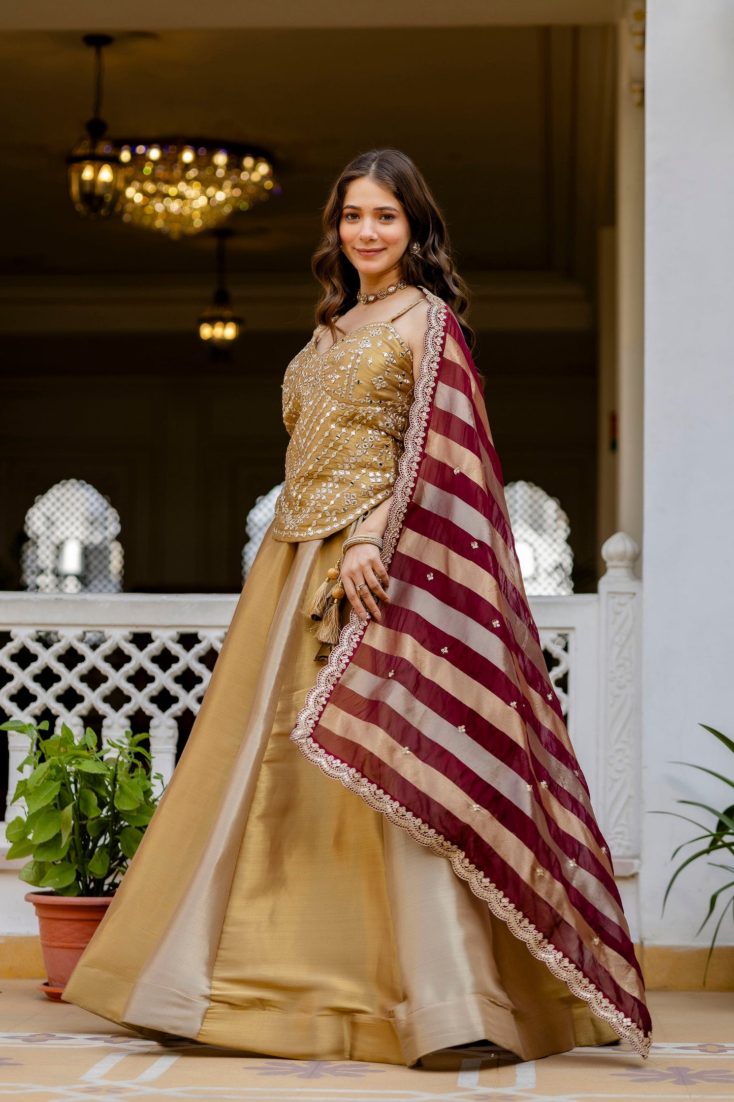 Champagne Royale Banarasi Lehenga Set