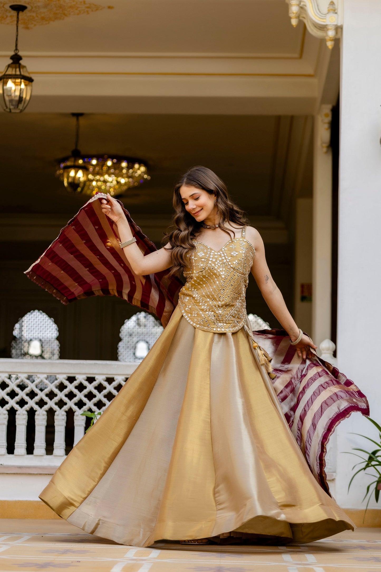 Champagne Royale Banarasi Lehenga Set