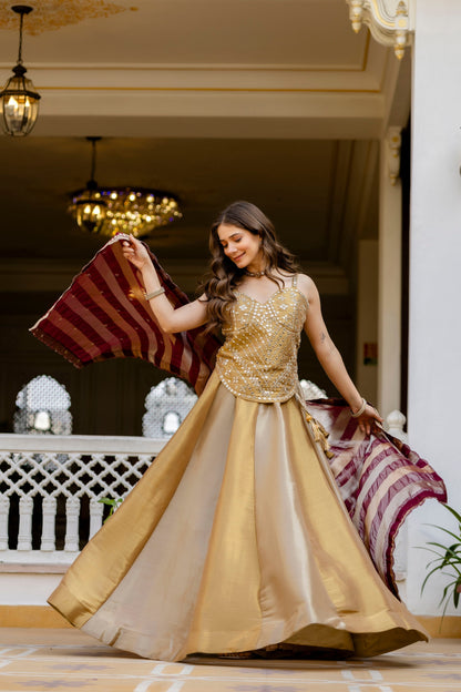 Champagne Royale Banarasi Lehenga Set