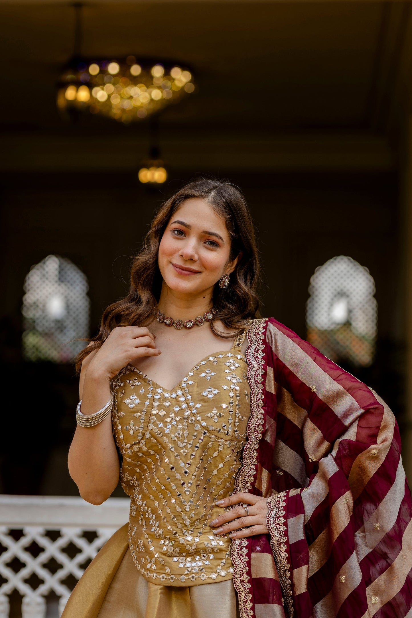 Champagne Royale Banarasi Lehenga Set