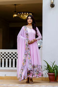 Blush Petal Embroidered Faux Georgette Anarkali Set