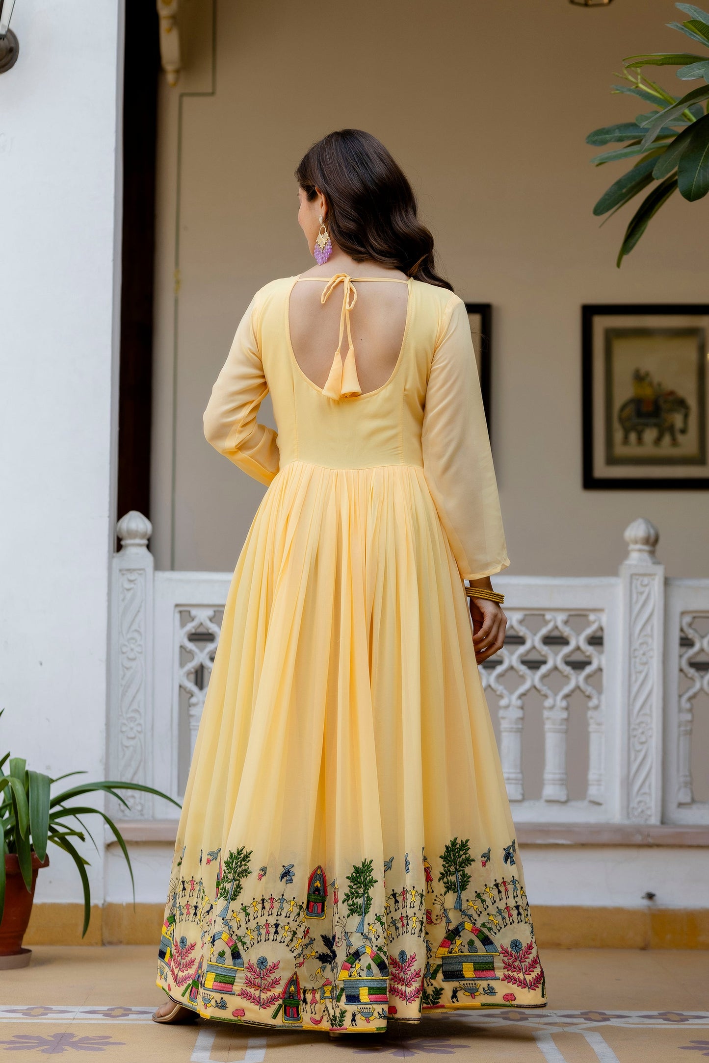 Sunlit Marigold Embroidered Faux Georgette Anarkali Set