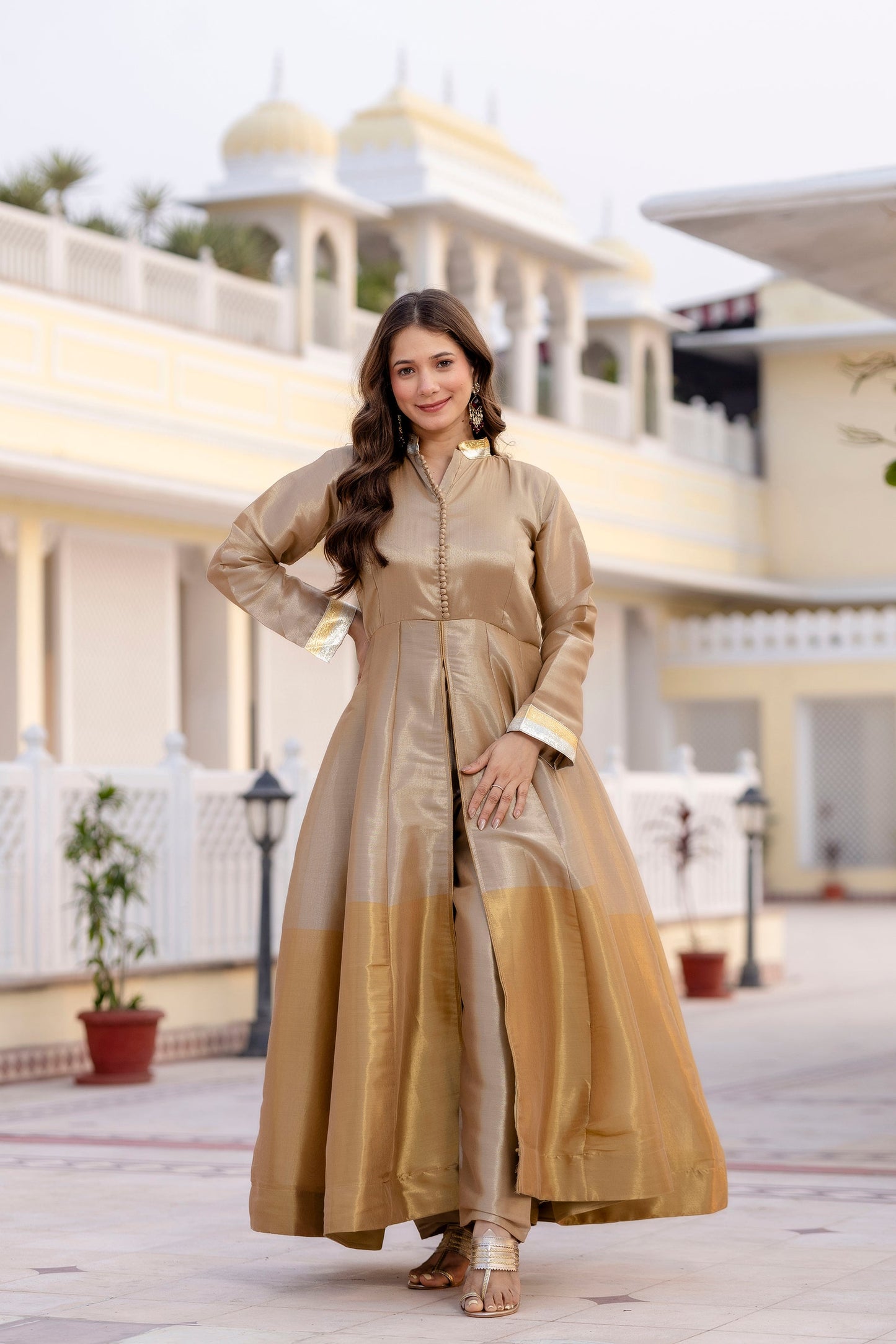 Wine Royale Banarasi Anarkali Set