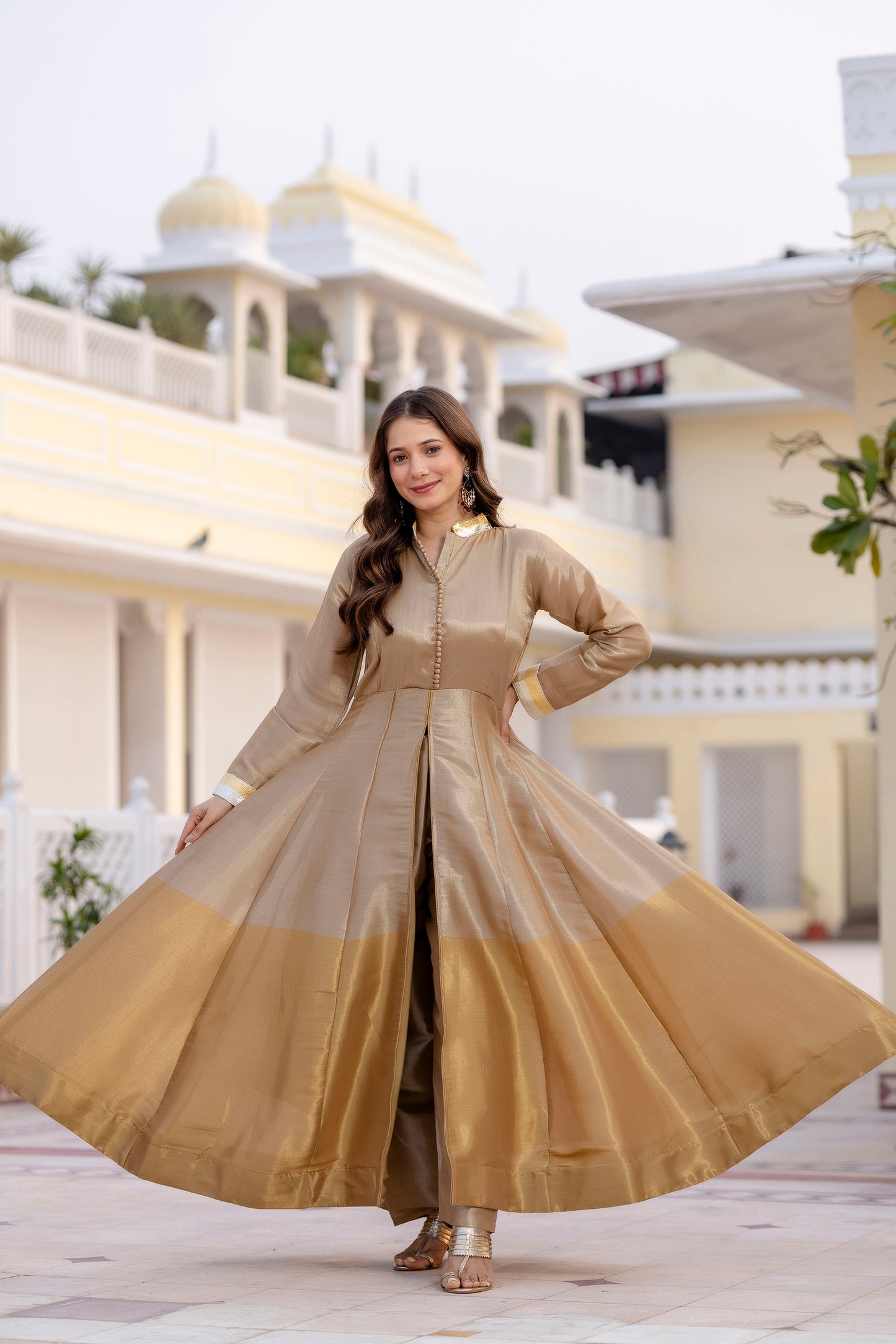 Wine Royale Banarasi Anarkali Set