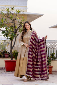 Wine Royale Banarasi Anarkali Set