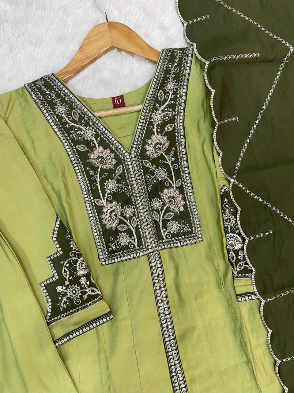 Pista Roman Silk Anarkali Kurti Set