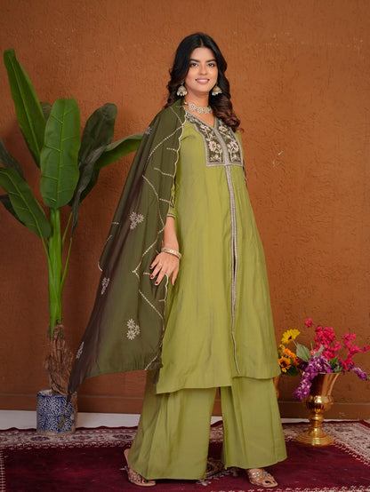 Pista Roman Silk Anarkali Kurti Set
