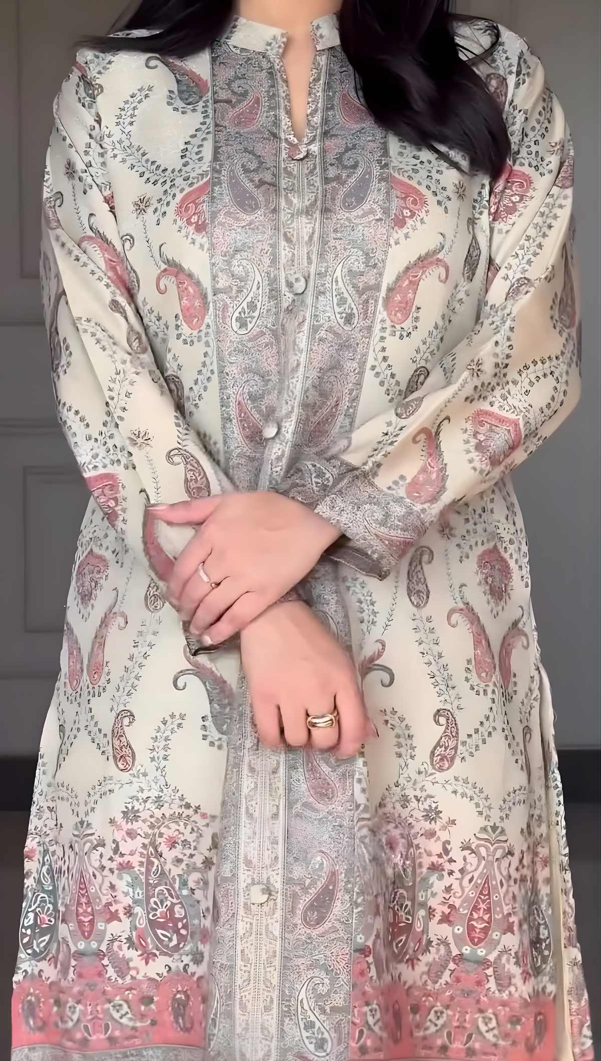 Beige Pastel Printed Kurti Pant Dupatta Set