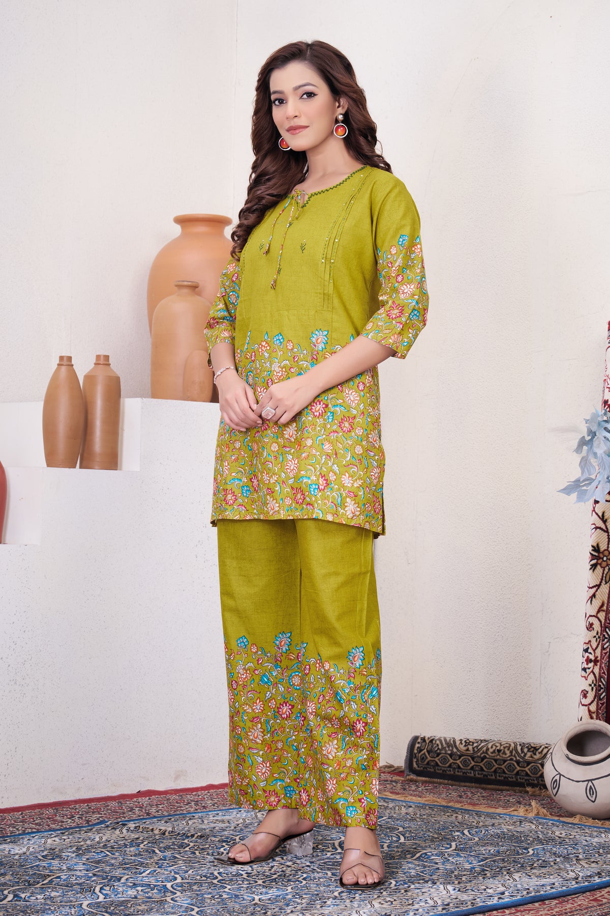 Lemon Yellow Pure Cotton Printed Co-Ord Set