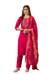 Pink Marina Silk Multi Embroidered Suit Set