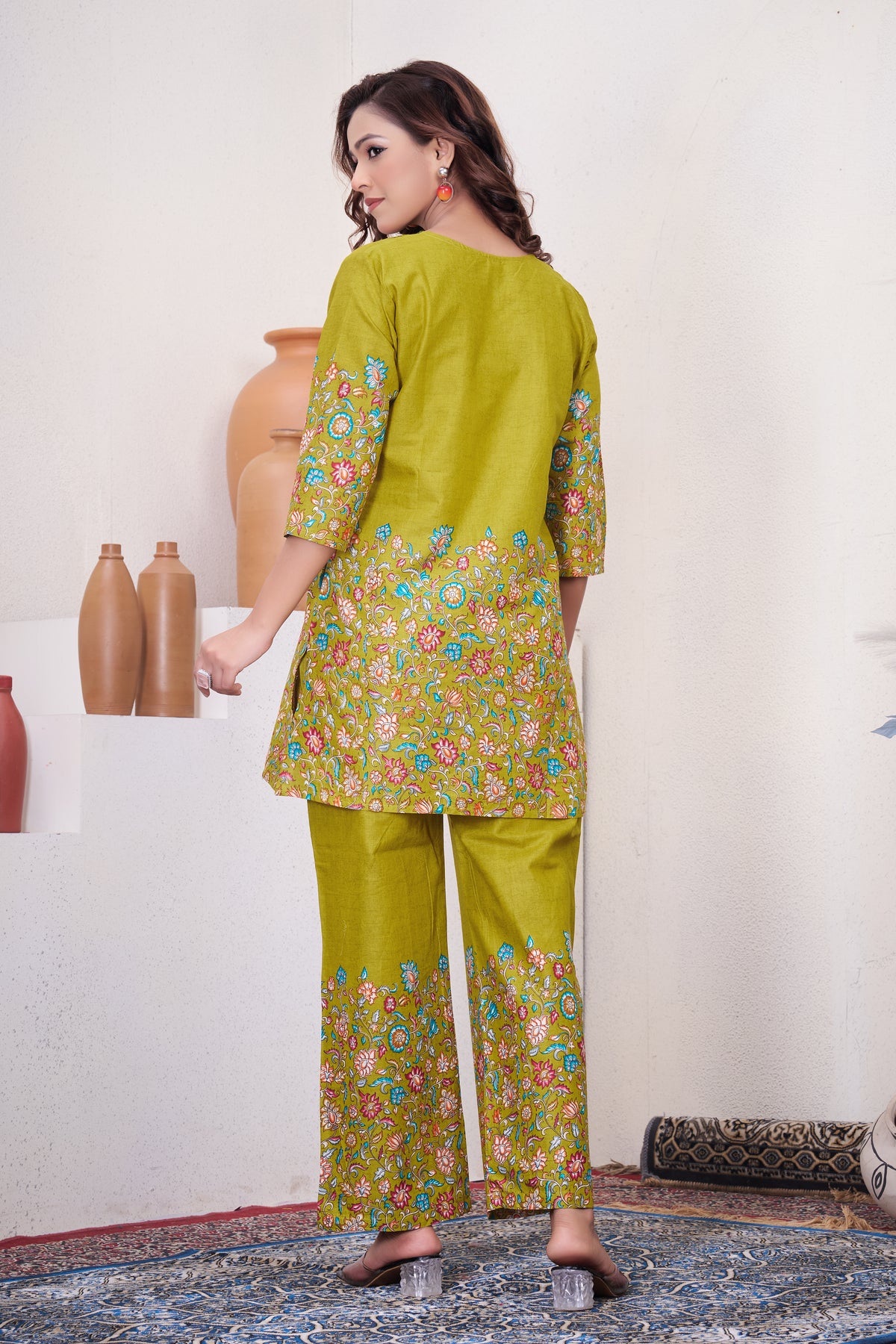 Lemon Yellow Pure Cotton Printed Co-Ord Set