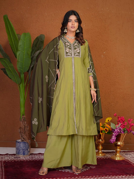 Pista Roman Silk Anarkali Kurti Set