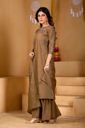 Brown Viscose Mango Silk Anarkali Kurti Set