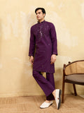 Elegant Classy Purple Mirror Embroidered Kurta and Pant for Wedding Wear