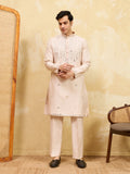 Elegant Royal Cream Mirror Kurta with Matching Pants for Wedding Attire