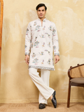 Elegant Classic White Viscose Silk Kurta Set with Fine Thread Work