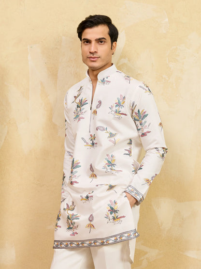 Elegant Classic White Viscose Silk Kurta Set with Fine Thread Work