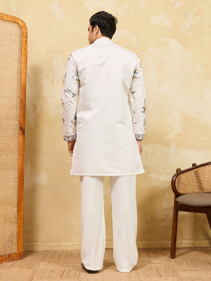 Elegant Classic White Viscose Silk Kurta Set with Fine Thread Work