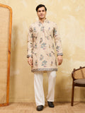 Elegant Graceful Beige Viscose Silk Kurta and Pant Set for Special Occasions