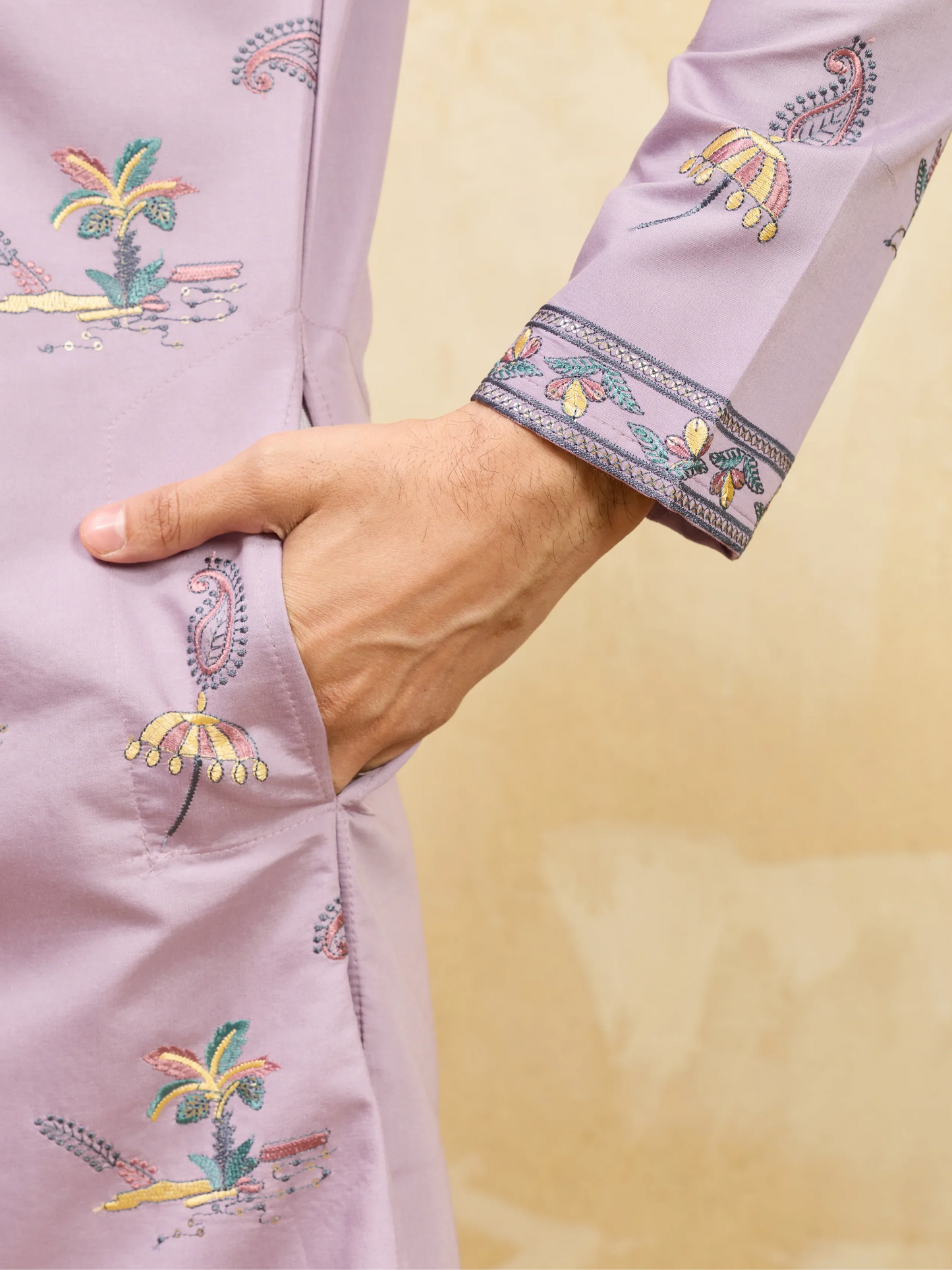 Elegant Sophisticated Lavender Viscose Silk Ethnic Kurta Set