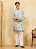 Elegant Elegant Sky Blue Viscose Silk Kurta & Pant Set for Festive Occasions