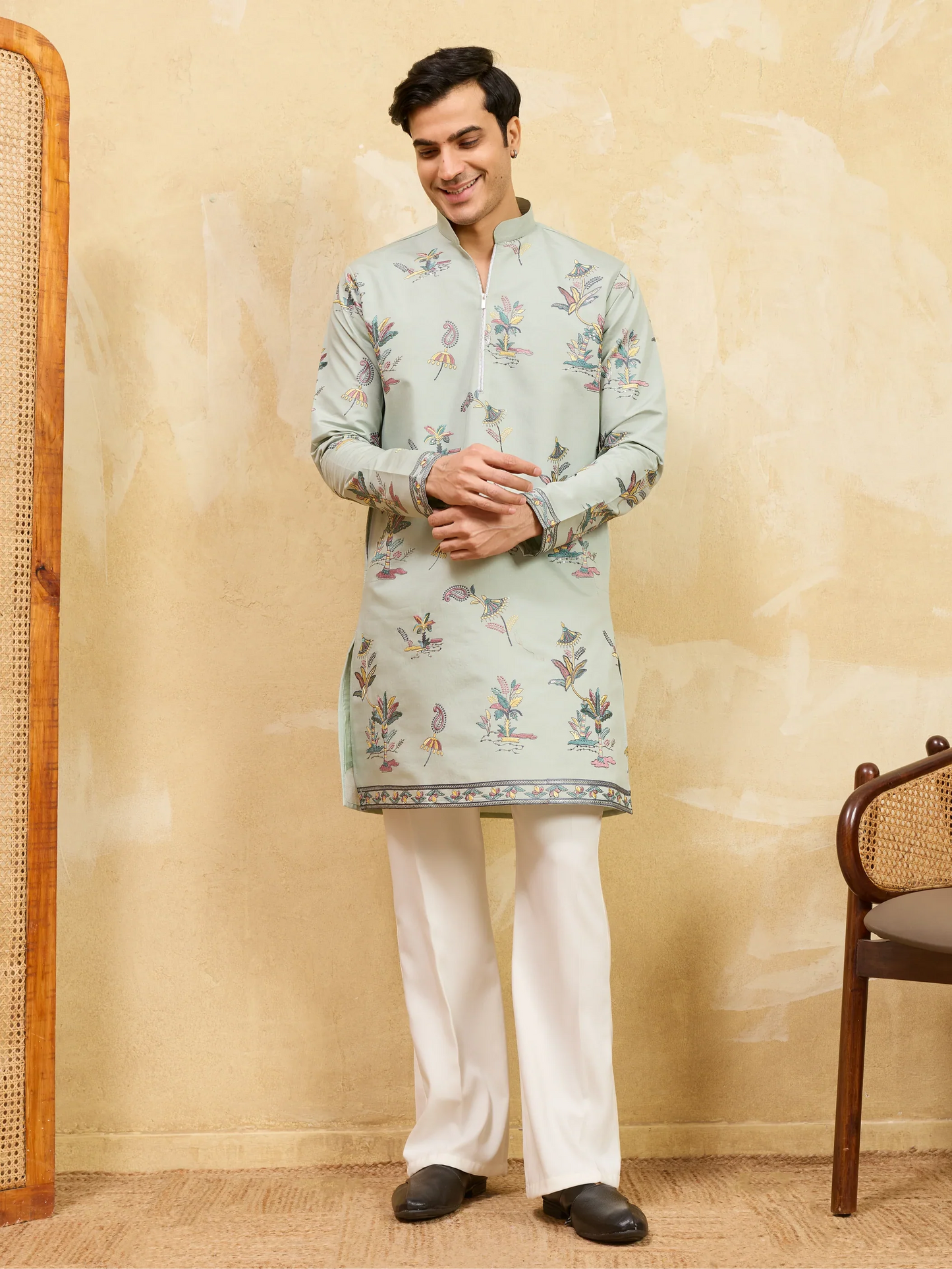 Elegant Elegant Sky Blue Viscose Silk Kurta & Pant Set for Festive Occasions