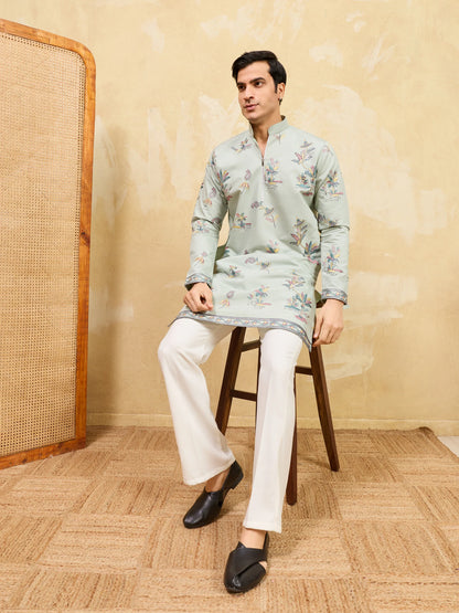 Elegant Elegant Sky Blue Viscose Silk Kurta & Pant Set for Festive Occasions