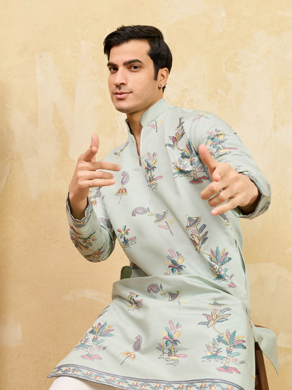 Elegant Elegant Sky Blue Viscose Silk Kurta & Pant Set for Festive Occasions